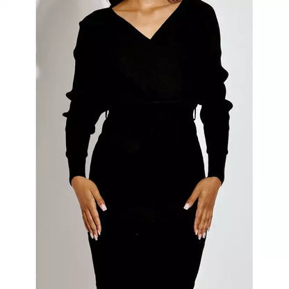 Wrap Front & Back Midi Dress With Belt