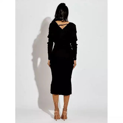 Wrap Front & Back Midi Dress With Belt