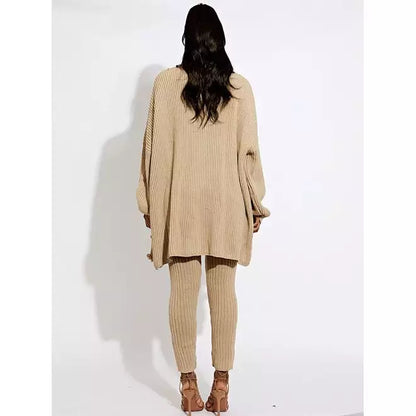 knit buttoned cardigan leggings co-ord