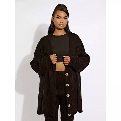 knit buttoned cardigan leggings co-ord